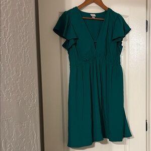 a new day Emerald Green Ruffle Sleeve Mini Dress